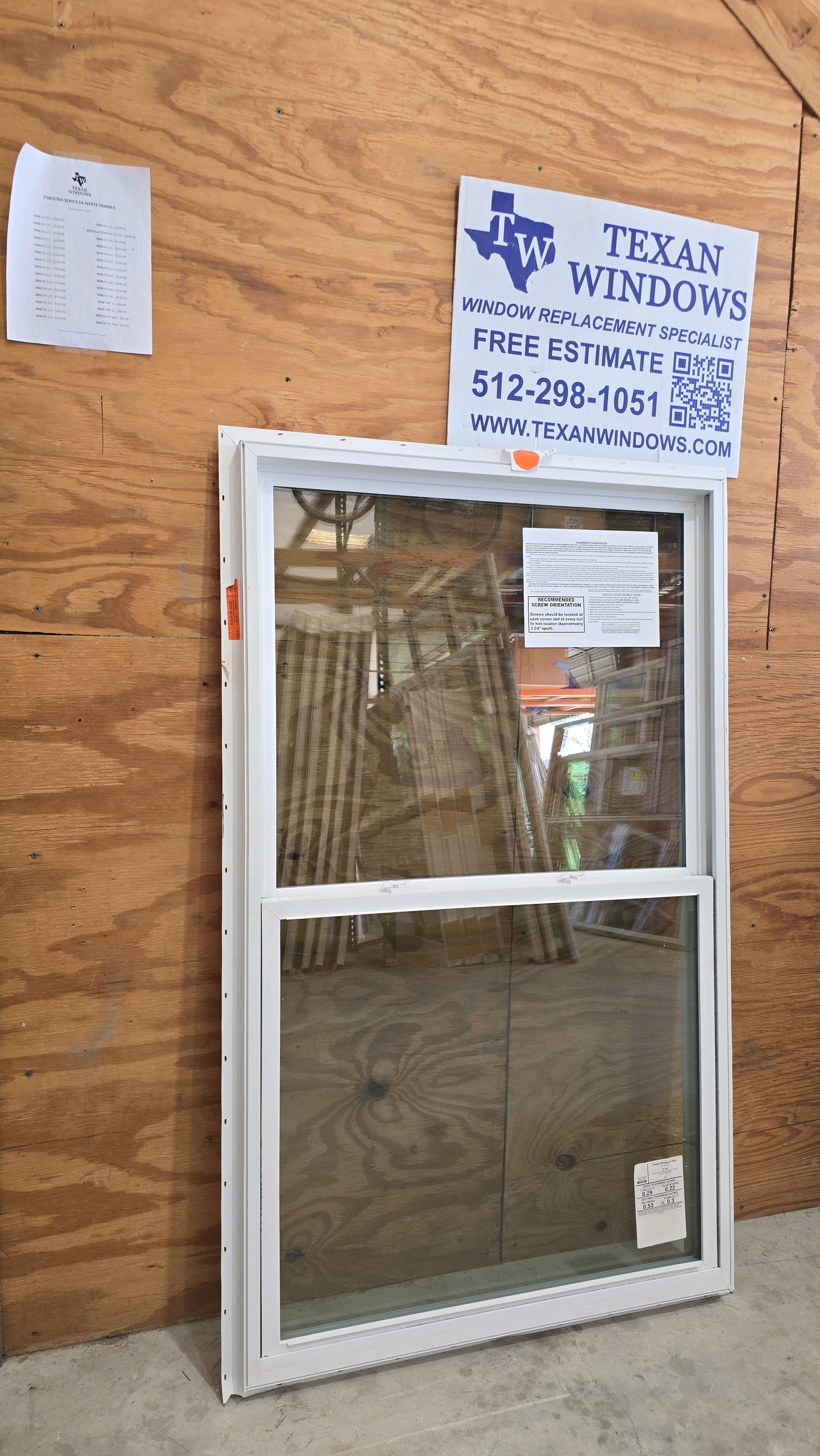 35.5 x 59.5 White Vinyl Single Hung Window - Finestra 64 Series