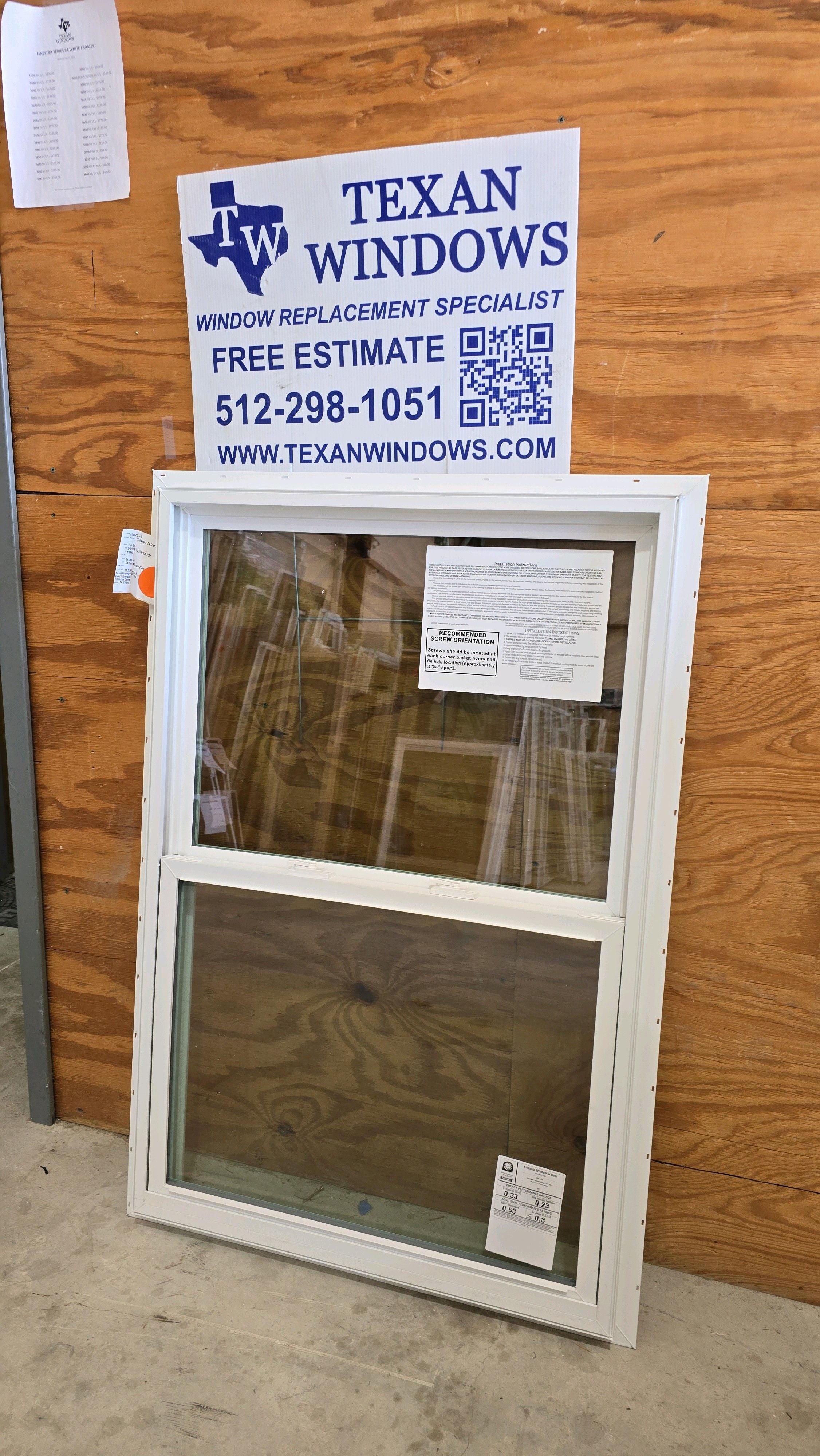 31.5 x 47.5 White Vinyl Single Hung Window - Finestra 64 Series