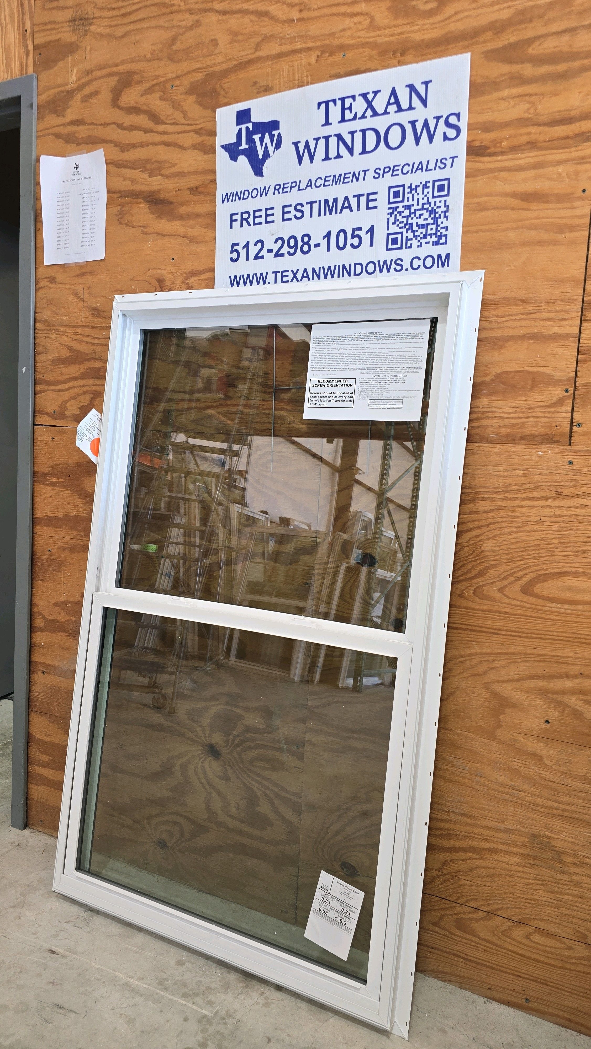 35.5 x 59.5 Black/White Vinyl Single Hung Window - Finestra 64 Series