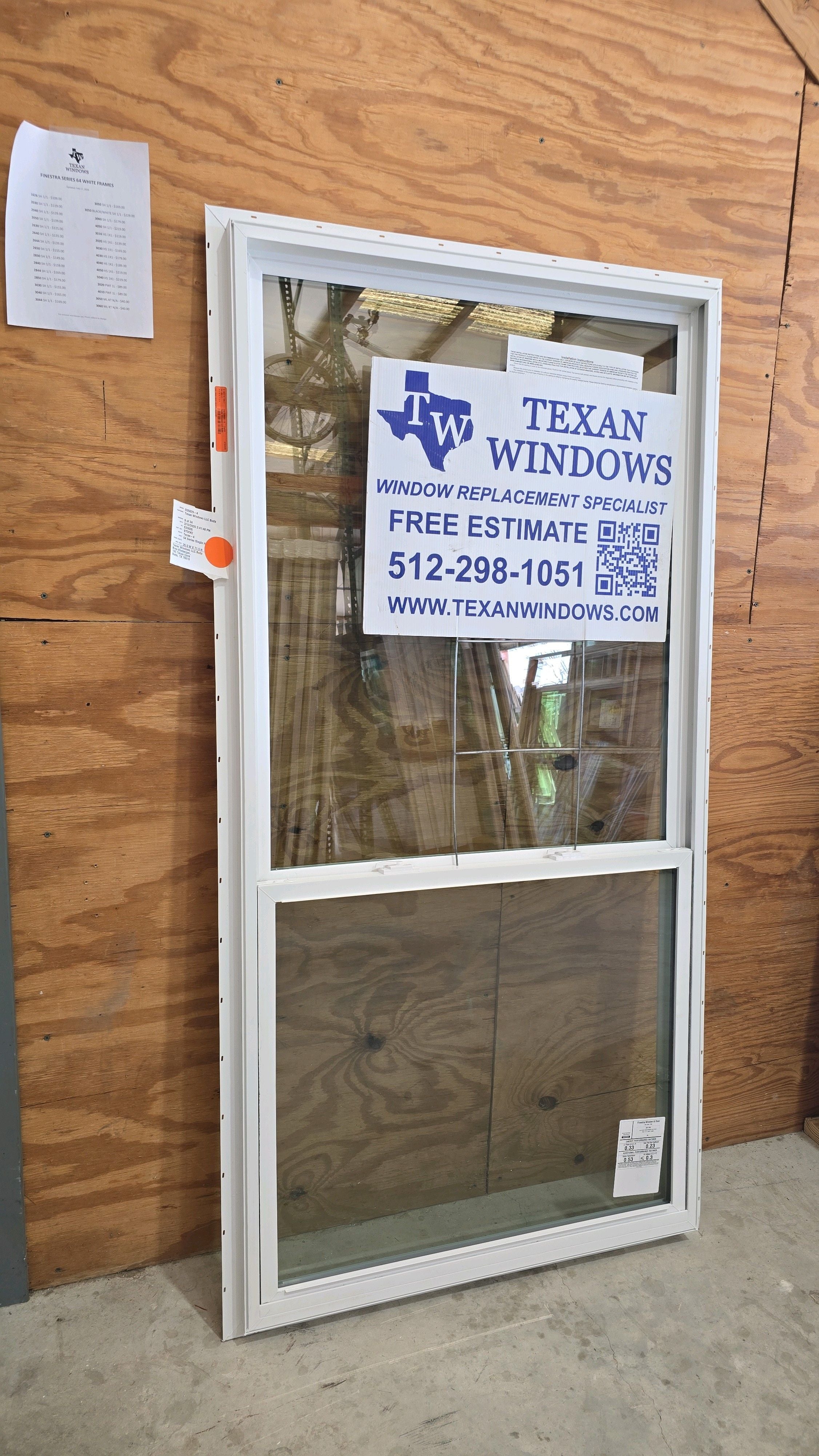 35.5 x 71.5 White Vinyl Single Hung Window - Finestra 64 Series