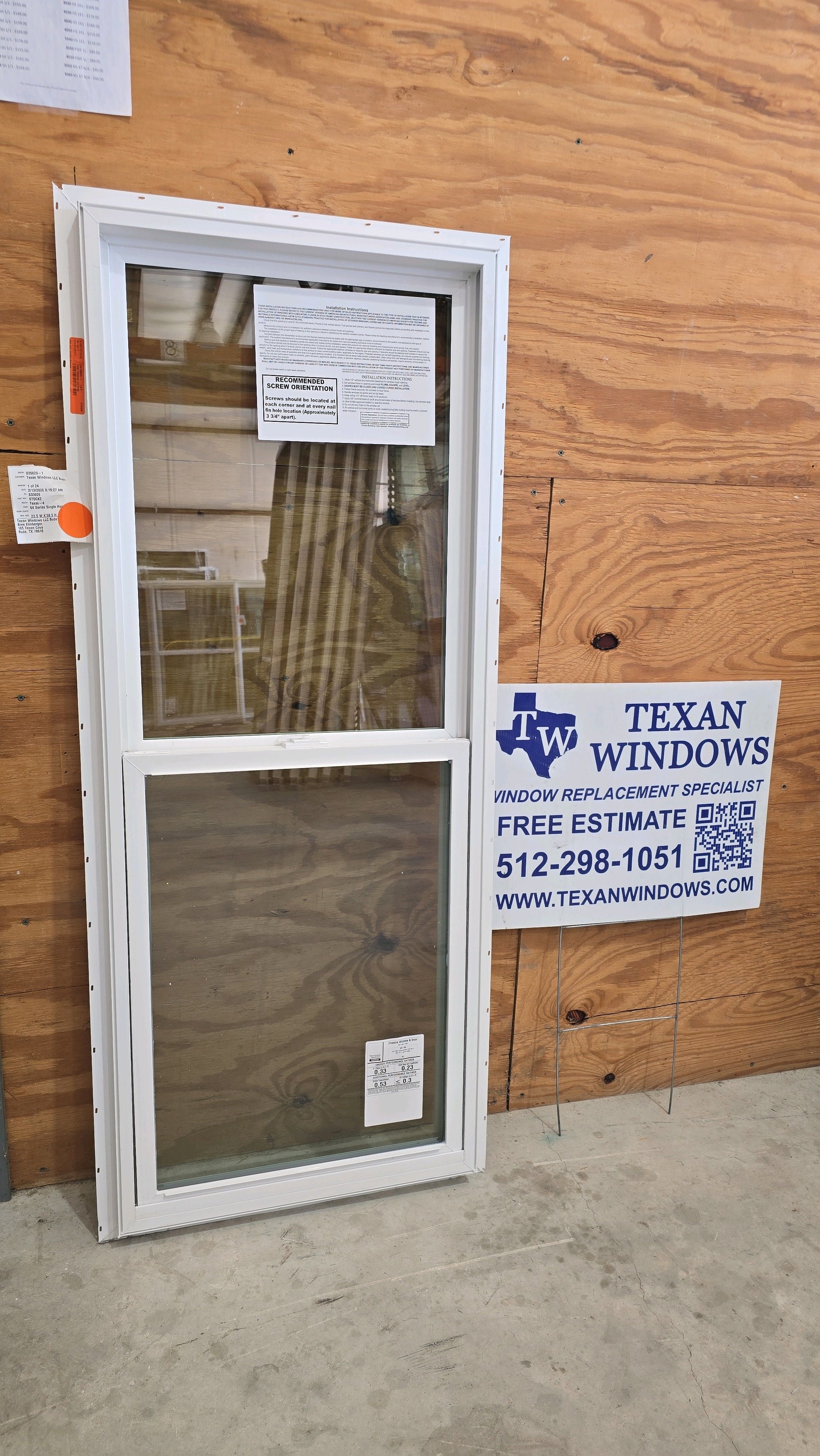 23.5 x 59.5 White Vinyl Single Hung Window - Finestra 64 Series