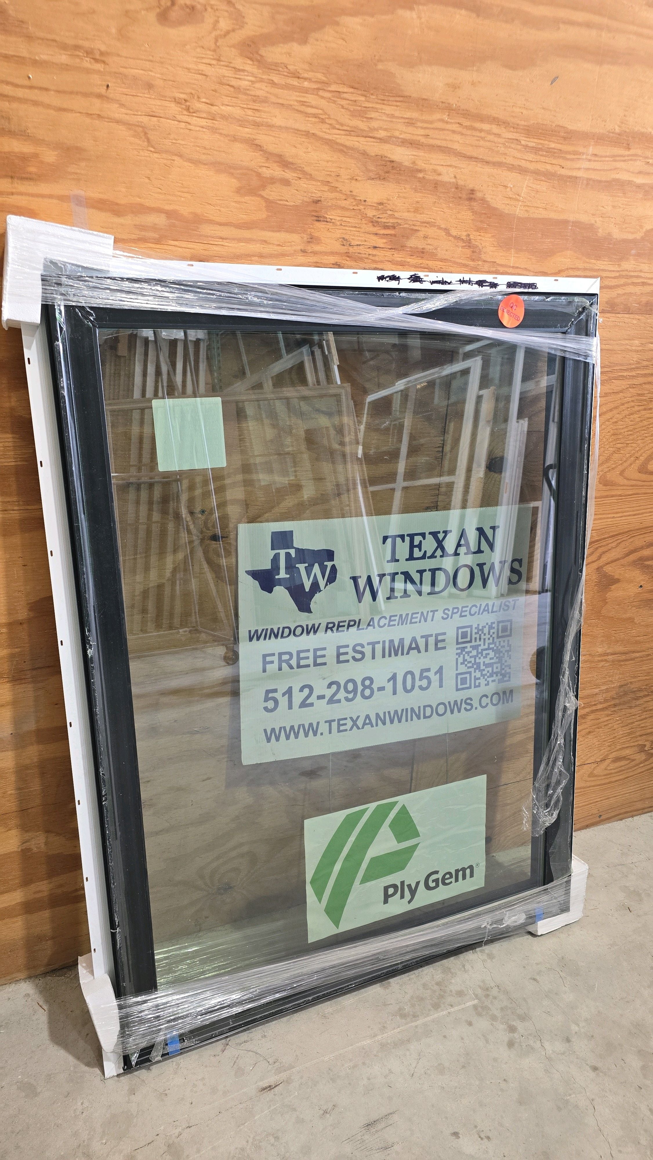 35.5 x 47.5 All Black Vinyl Fixed Window - Ply Gem 1500 Series