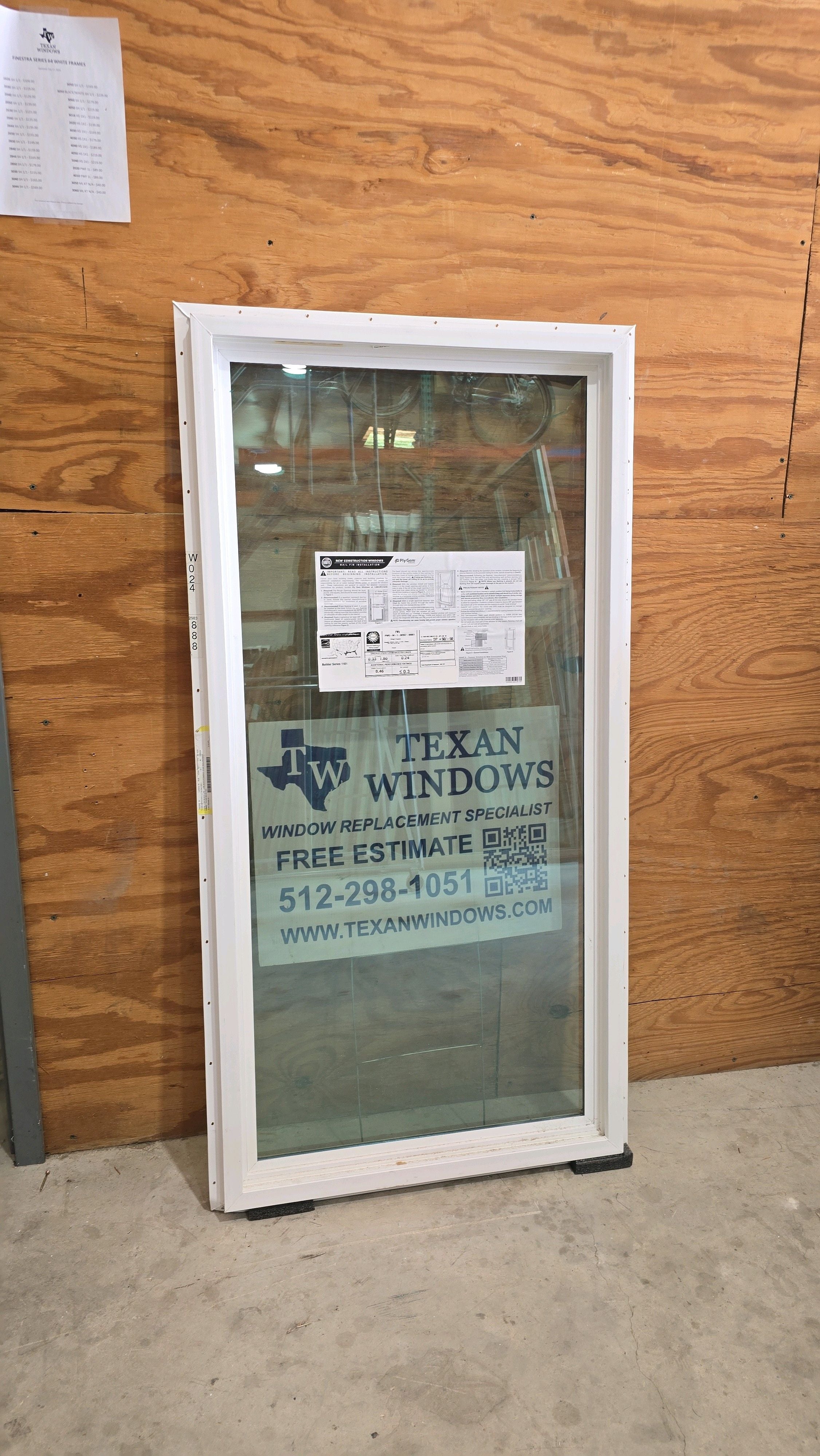 29.5 x 59.5 White Vinyl Fixed Window - Ply Gem 1100 Series