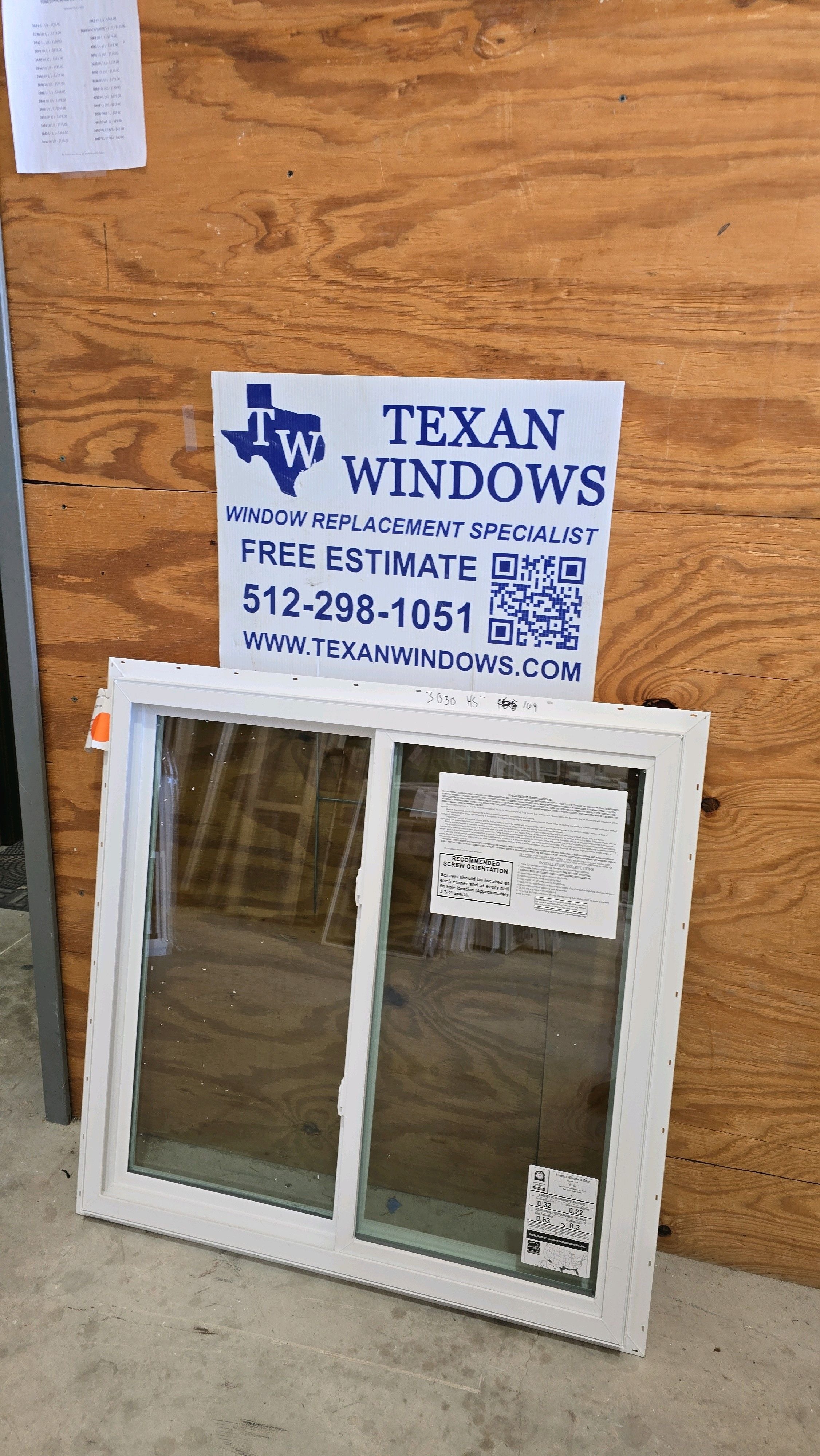 35.5 x 35.5 White Vinyl Horizontal Sliding Window - Finestra 64 Series