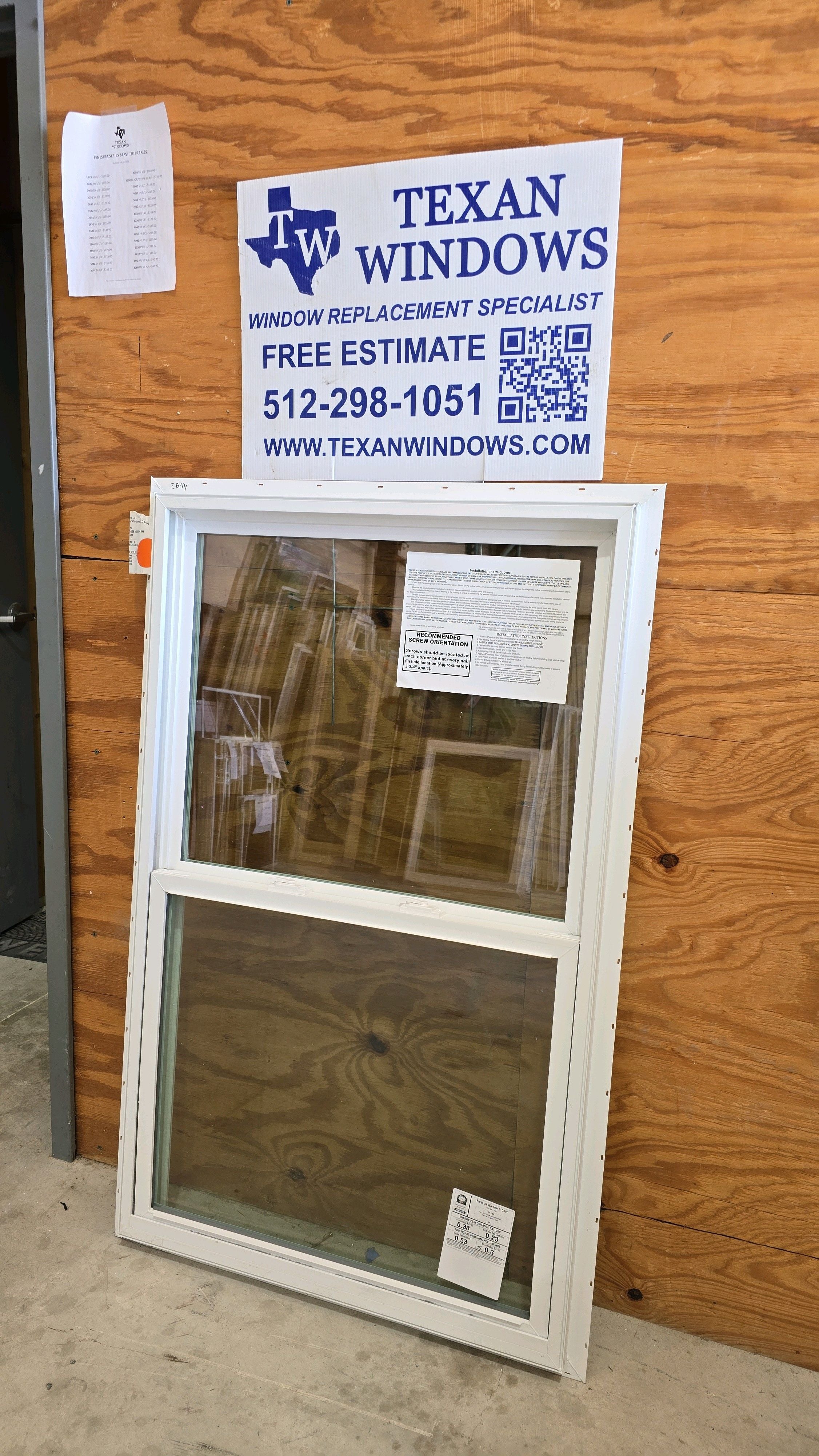 31.5 x 51.5 White Vinyl Single Hung Window - Finestra 64 Series