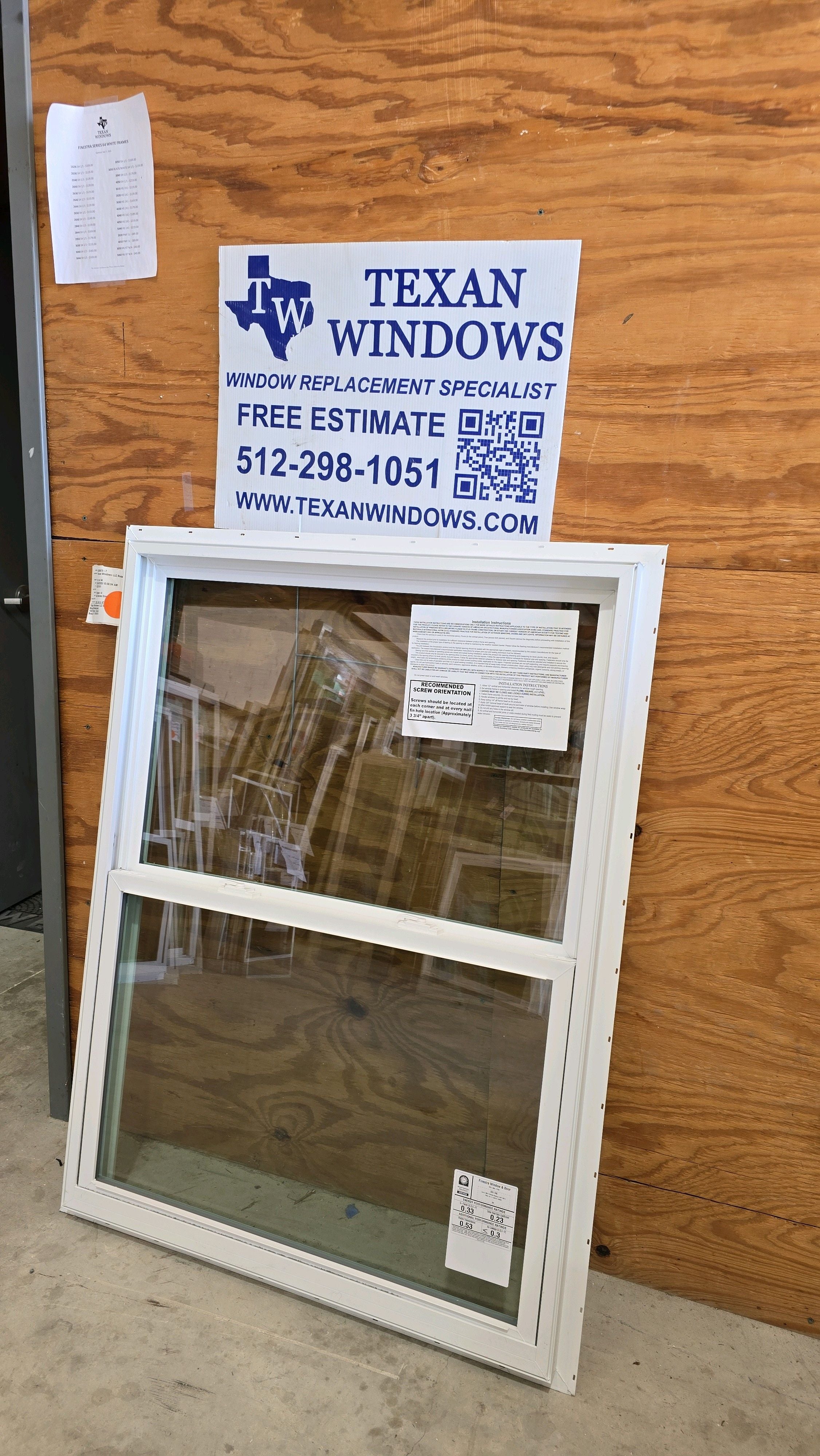 35.5 x 47.5 White Vinyl Single Hung Window - Finestra 64 Series