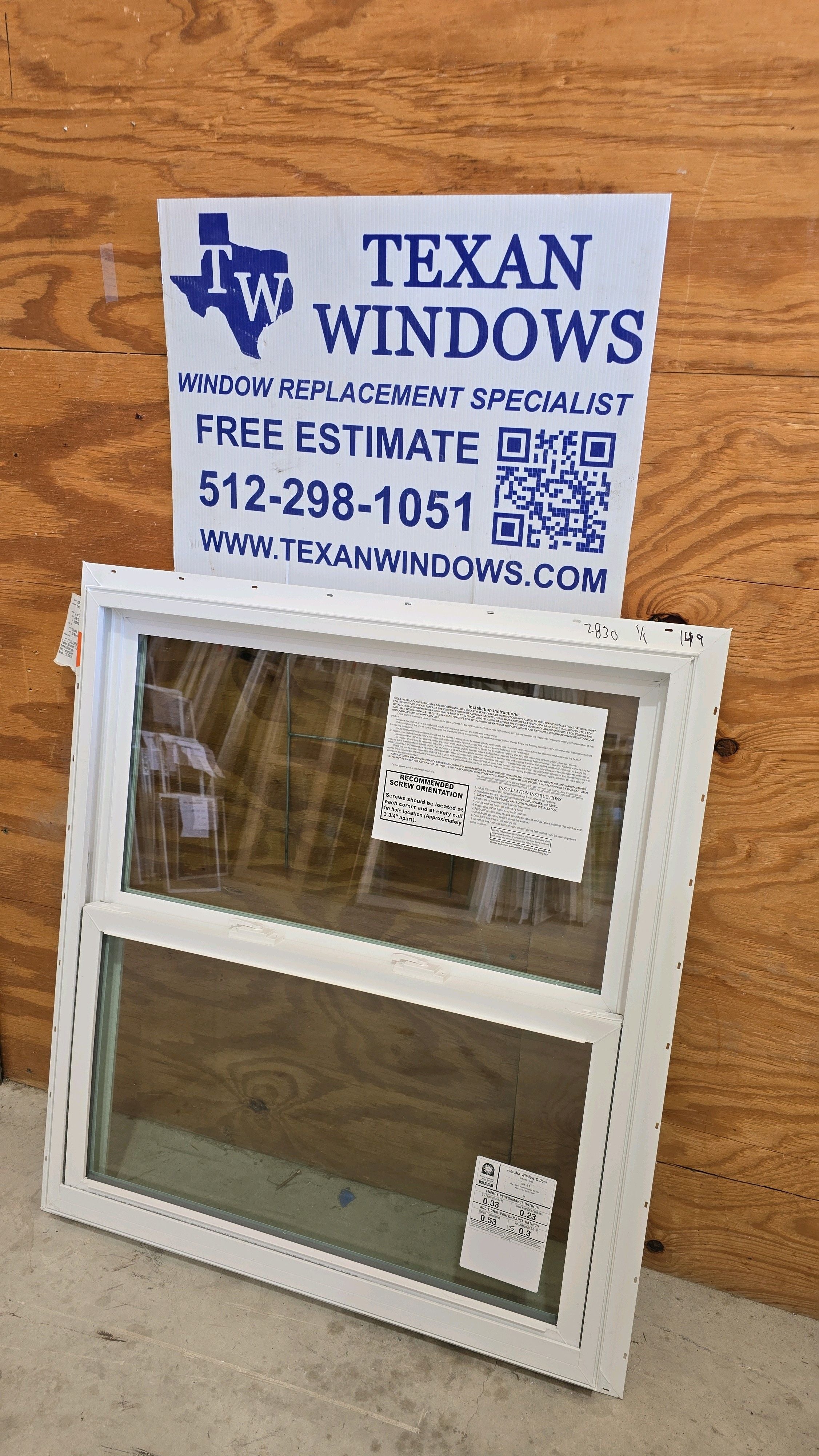 31.5 x 35.5 White Vinyl Single Hung Window - Finestra 64 Series