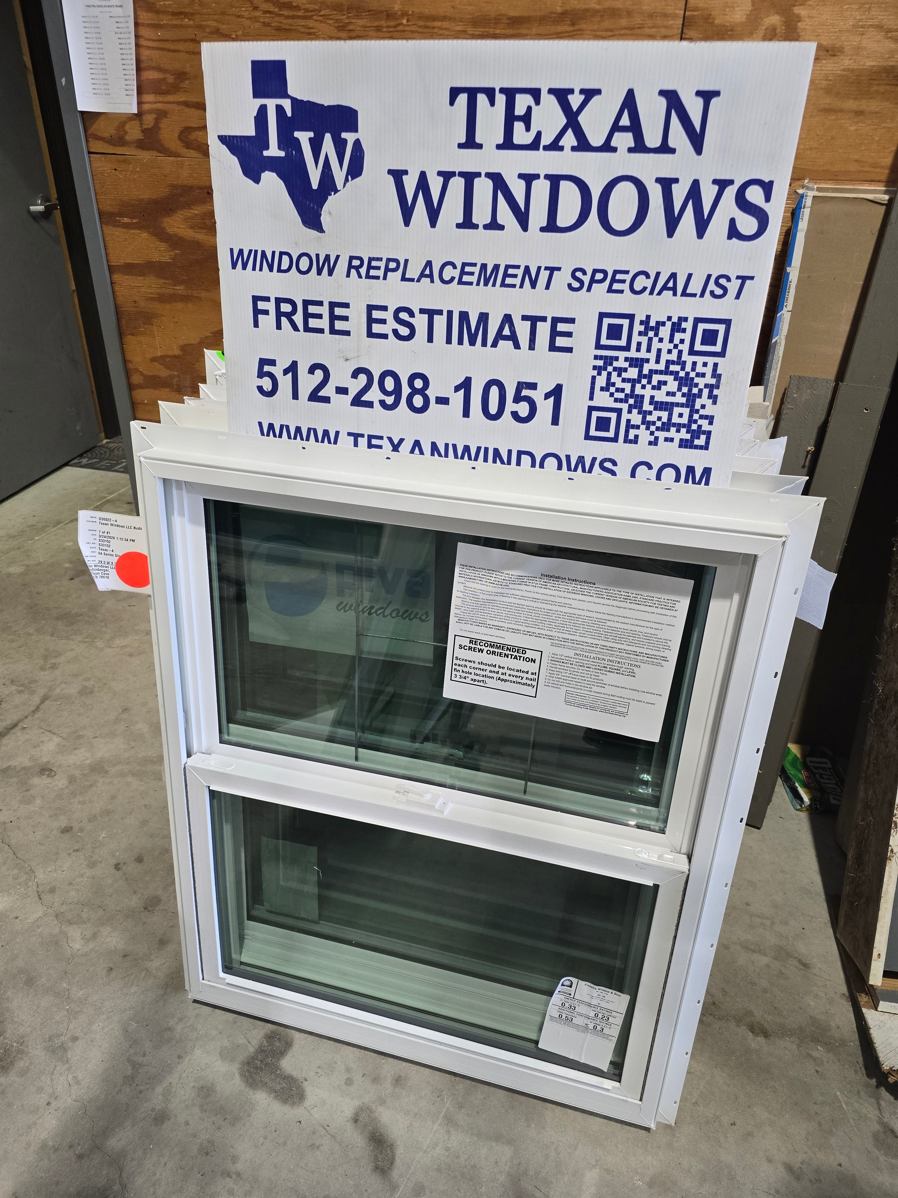 29.5 x 35.5 White Vinyl Single Hung Window - Finestra 64 Series