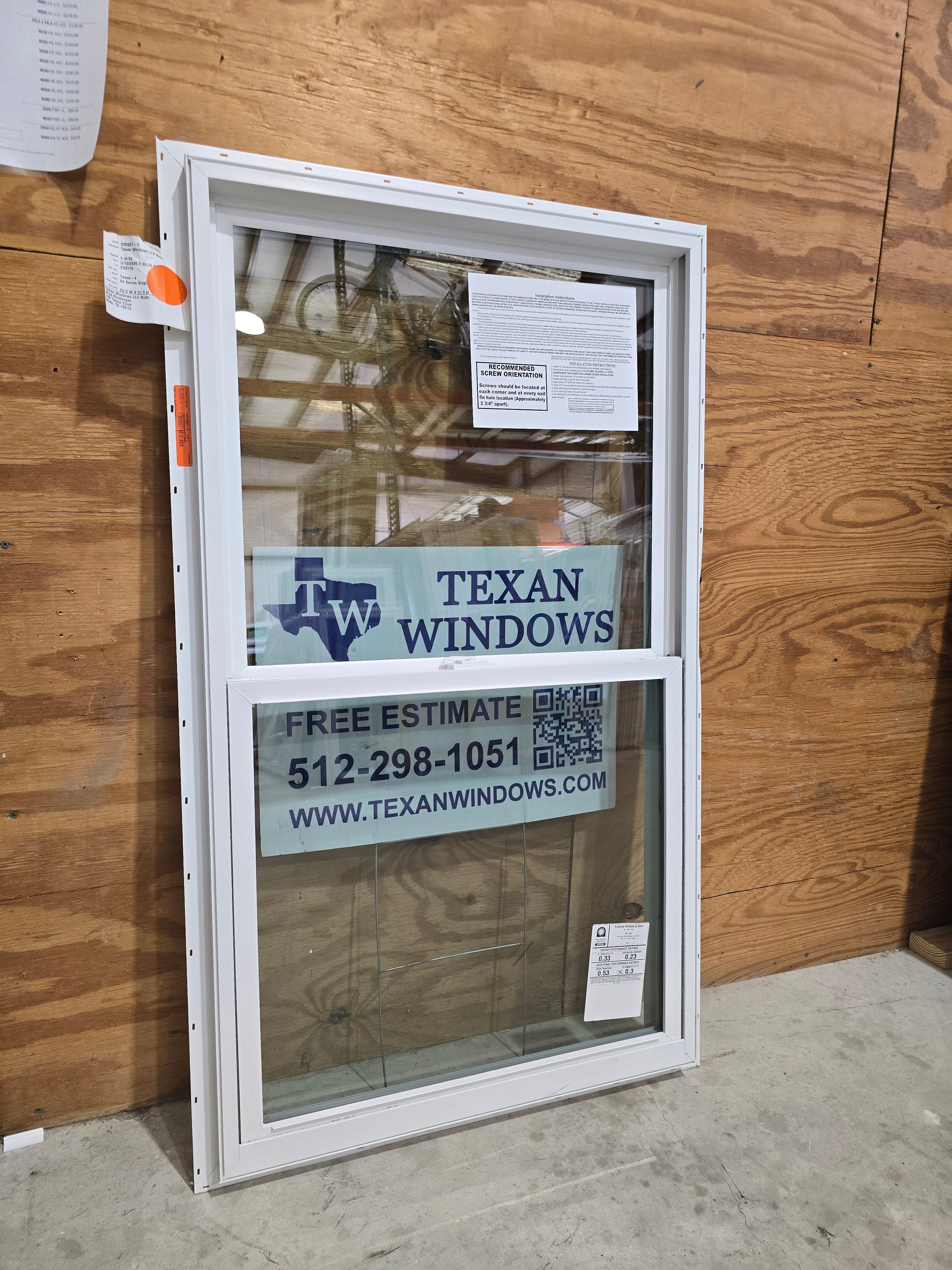 29.5 x 51.5 White Vinyl Single Hung Window - Finestra 64 Series