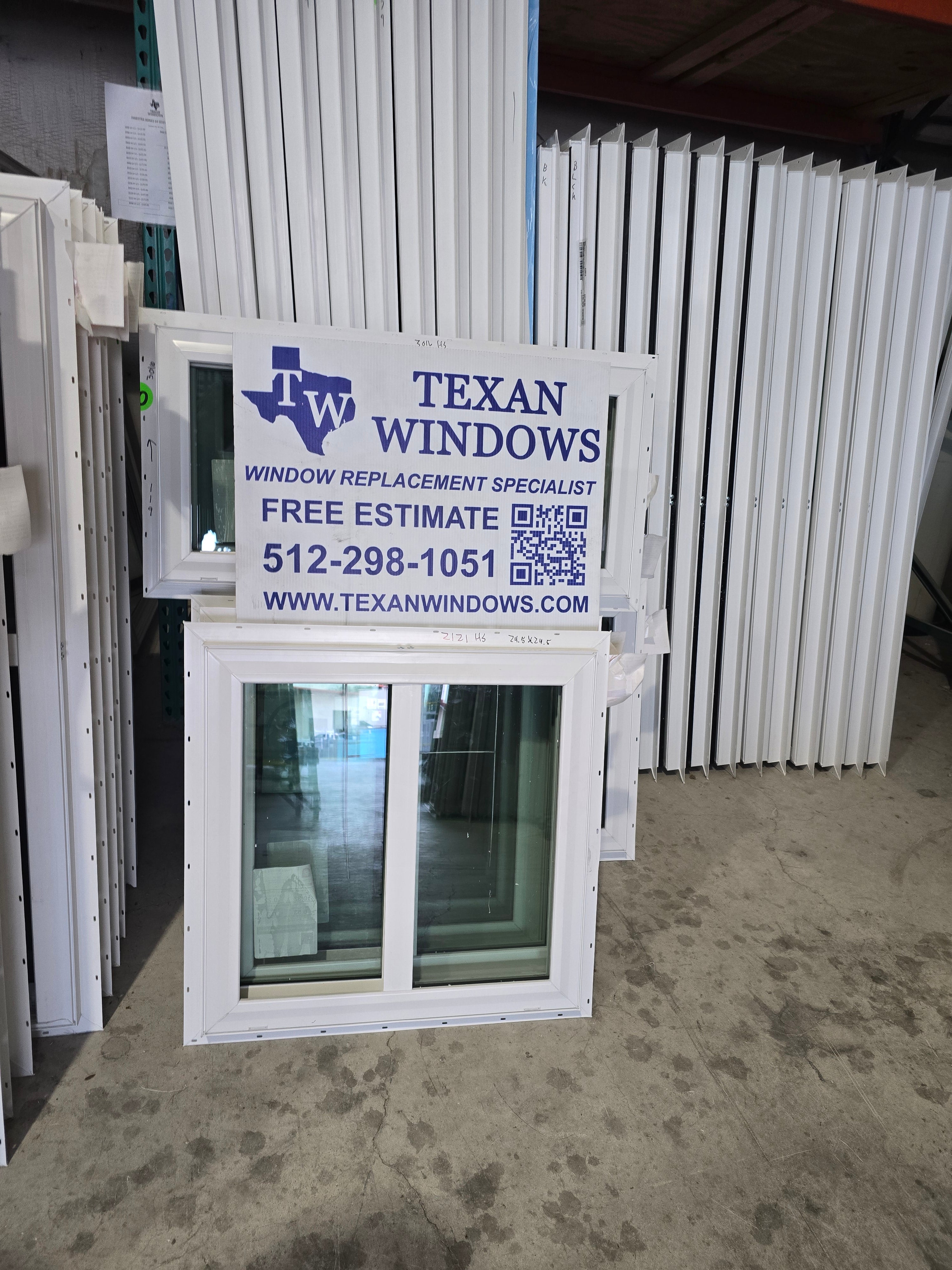 24.5 x 24.5 White Vinyl Horizontal Sliding Window - Finestra 64 Series