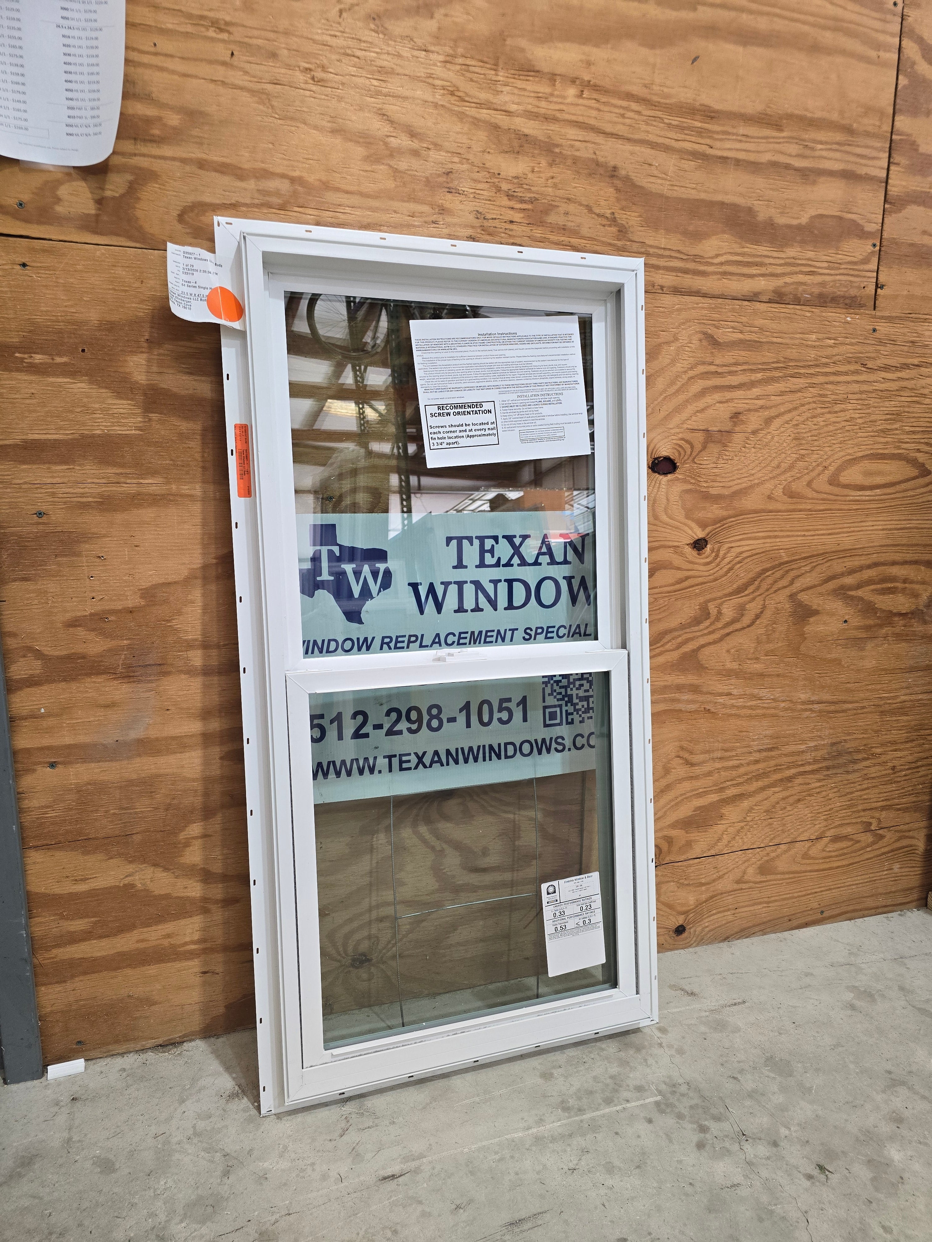 23.5 x 47.5 White Vinyl Single Hung Window - Finestra 64 Series