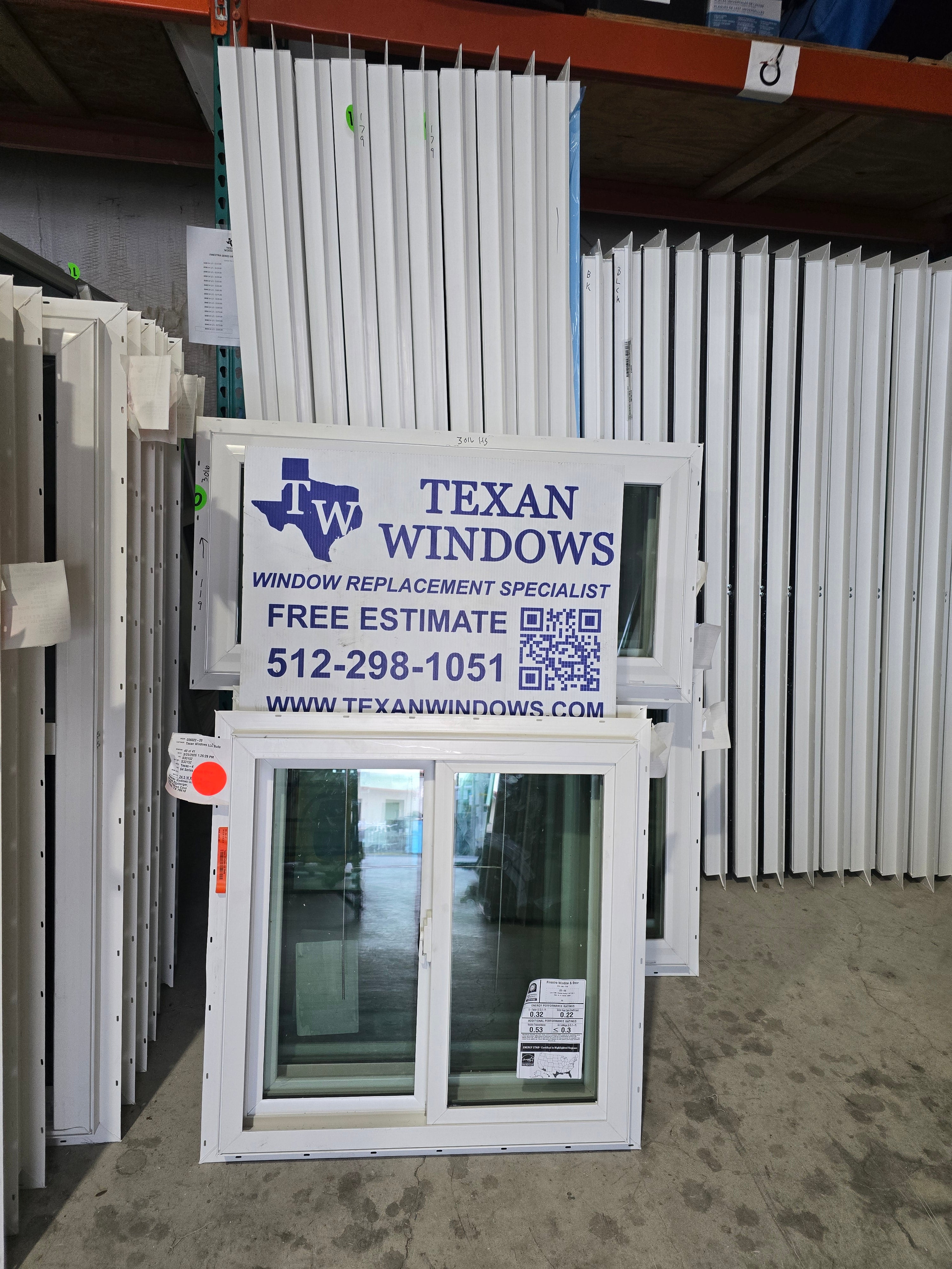 24.5 x 24.5 White Vinyl Horizontal Sliding Window - Finestra 64 Series