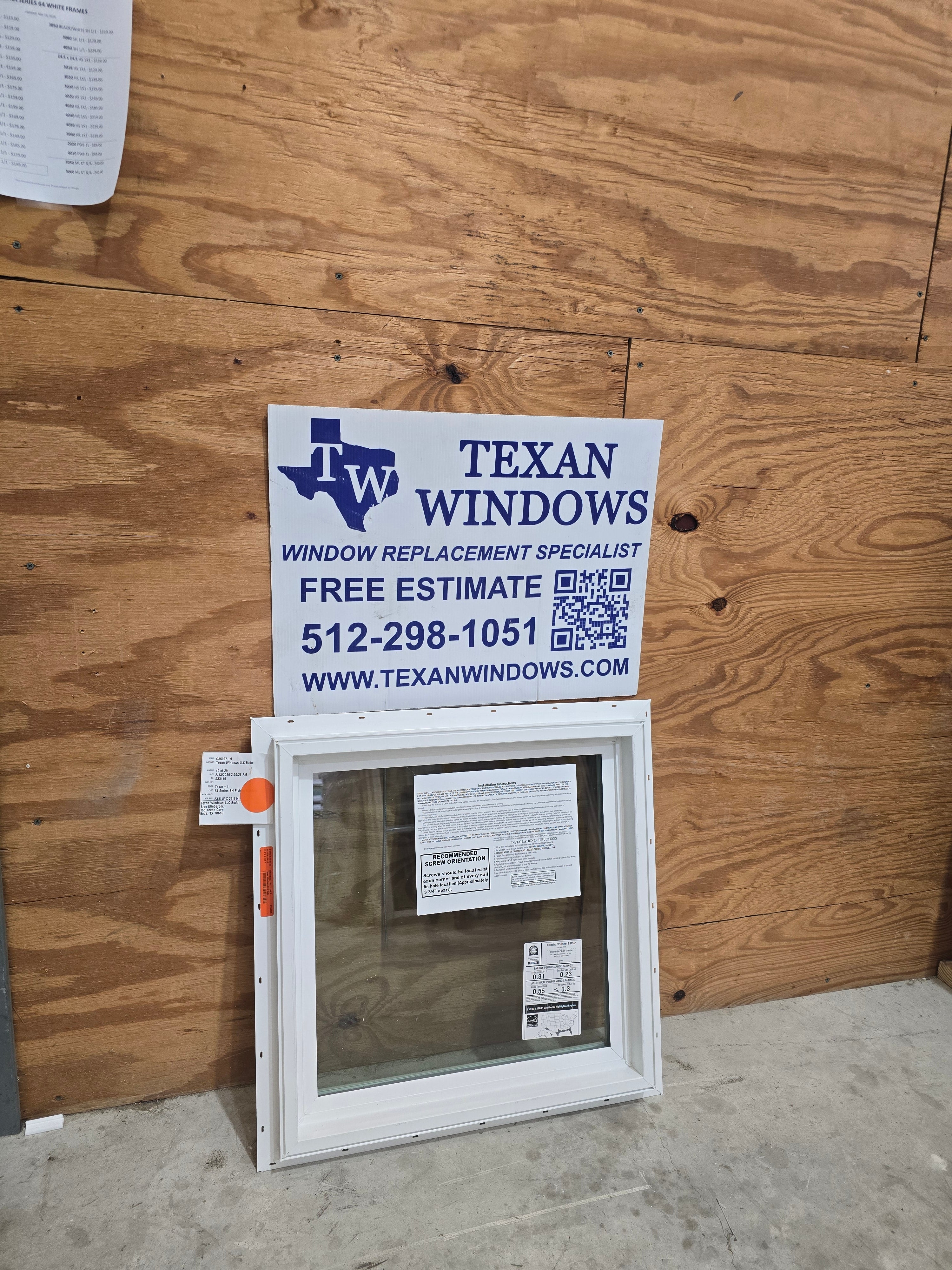 23.5 x 23.5 White Vinyl Fixed Window - Finestra 64 Series